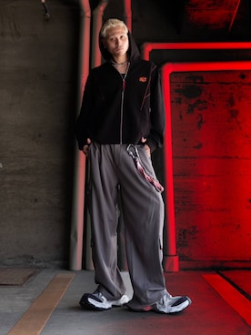 「アイテム（パーカー）」を使った、はのやんさん（メンズ・182cm）の夏コーディネート