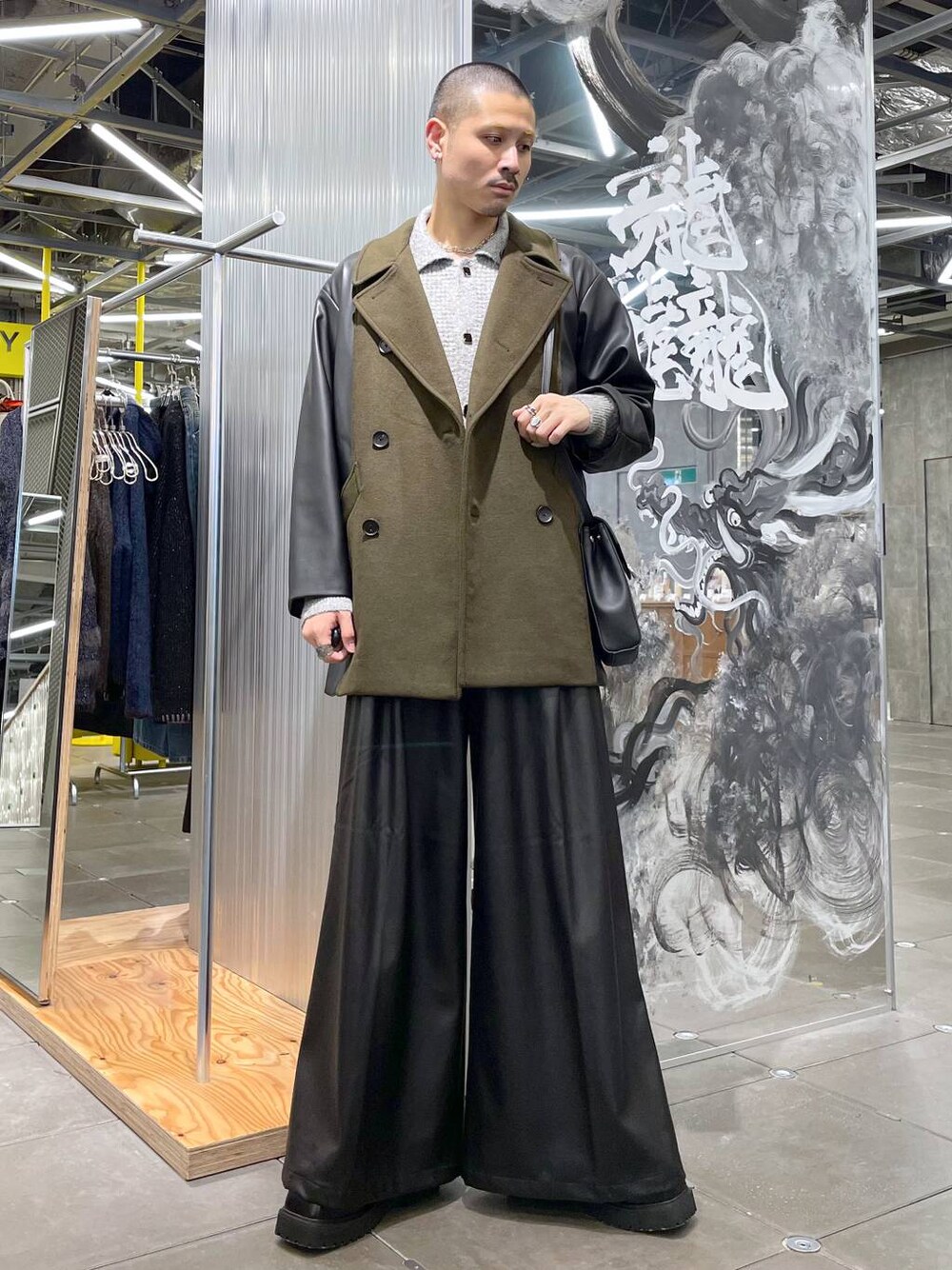 メランジニットシャツカーディガン(HARE)を使った人気ファッション 