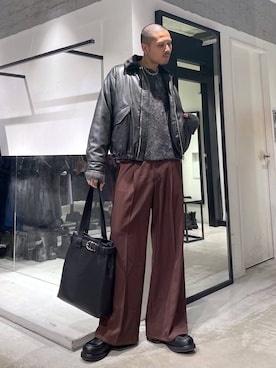 「アイテム（トートバッグ）」を使った、はのやんさん（メンズ・182cm）の冬コーディネート