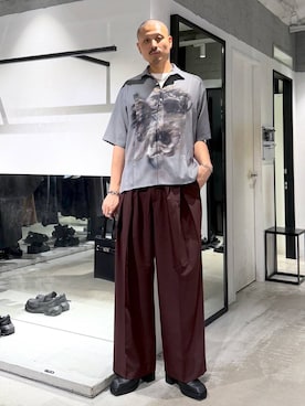 「HARE（ハレ）のアイテム（スラックス）」を使った、はのやんさん（メンズ・182cm）の夏コーディネート