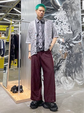 「アイテム（パンツ、レッド系）」を使った、はのやんさん（メンズ・182cm）の夏コーディネート