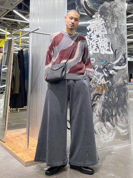 「HARE（ハレ）のスクエアトゥZIPブーツ(HARE)（ブーツ）」を使った、はのやんさん（メンズ・182cm）の冬コーディネート