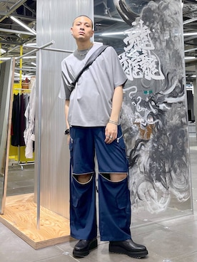 「HARE（ハレ）の2WAY-ZIPカーゴパンツ(HARE)（カーゴパンツ）」を使った、はのやんさん（メンズ・182cm）の夏コーディネート