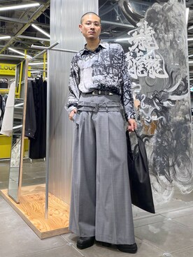 「HARE（ハレ）の【UNDERGROUND MODE】ウォールアートエリパーツシャツ(HARE)（シャツ/ブラウス）」を使った、はのやんさん（メンズ・182cm）の秋コーディネート