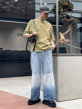 「HARE（ハレ）のアイテム（帽子）」を使った、はのやんさん（メンズ・182cm）の春コーディネート