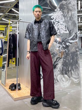 「アイテム（パンツ、レッド系）」を使った、はのやんさん（メンズ・182cm）の夏コーディネート