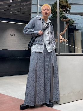 「坊主」｜「アイテム（ブルゾン）」を使った、はのやんさん（メンズ・182cm）の春コーディネート