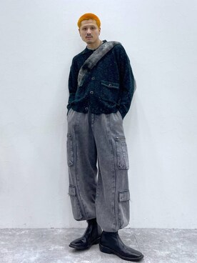 「HARE（ハレ）のスクエアトゥZIPブーツ(HARE)（ブーツ）」を使った、はのやんさん（メンズ・182cm）の秋コーディネート