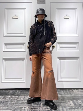 「HARE（ハレ）のリングストリングHAT(HARE)（ハット）」を使った、はのやんさん（メンズ・182cm）の春コーディネート