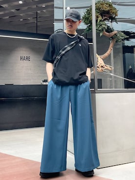 「HARE（ハレ）のアイテム（帽子）」を使った、はのやんさん（メンズ・182cm）の春コーディネート