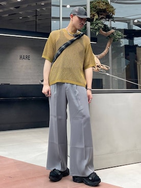 「HARE（ハレ）のアイテム（帽子）」を使った、はのやんさん（メンズ・182cm）の春コーディネート
