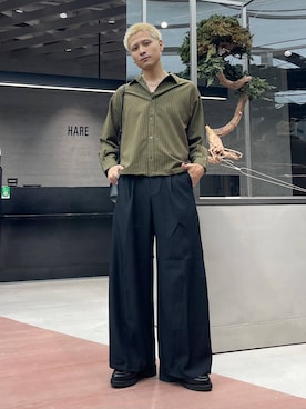 「HARE（ハレ）のアイテム（ローファー）」を使った、はのやんさん（メンズ・182cm）の秋コーディネート