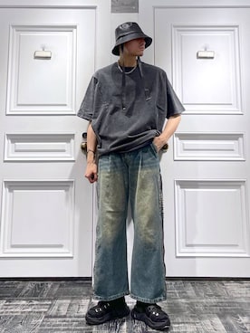 「HARE（ハレ）のアイテム（ハット）」を使った、はのやんさん（メンズ・182cm）の春コーディネート