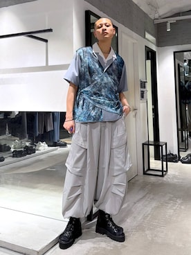 「HARE（ハレ）のシャークソールメッシュブーサン(HARE)（サンダル、ブラック系）」を使った、はのやんさん（メンズ・182cm）の春コーディネート