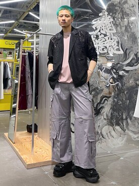 「HARE（ハレ）の2WAY-ZIPカーゴパンツ(HARE)（カーゴパンツ）」を使った、はのやんさん（メンズ・182cm）の夏コーディネート