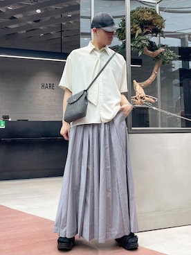 「HARE（ハレ）のアイテム（帽子）」を使った、はのやんさん（メンズ・182cm）の春コーディネート