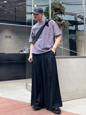 「HARE（ハレ）のアイテム（帽子）」を使った、はのやんさん（メンズ・182cm）の春コーディネート