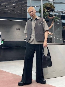 「アイテム（ベスト）」を使った、はのやんさん（メンズ・182cm）の夏コーディネート