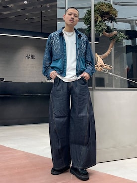 「坊主」｜「アイテム（ブルゾン）」を使った、はのやんさん（メンズ・182cm）の春コーディネート
