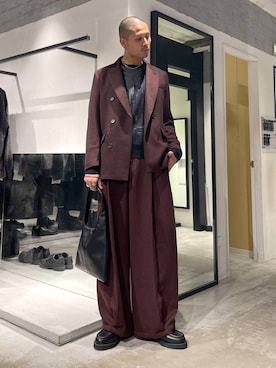 「アイテム（トートバッグ）」を使った、はのやんさん（メンズ・182cm）の秋コーディネート