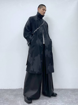 「坊主」｜「アイテム（ステンカラーコート）」を使った、はのやんさん（メンズ・182cm）の秋コーディネート