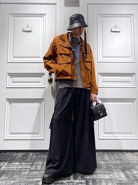 「HARE（ハレ）のリングストリングHAT(HARE)（ハット）」を使った、はのやんさん（メンズ・182cm）の春コーディネート