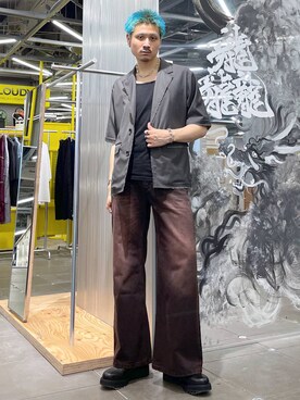 「アイテム（パンツ、レッド系）」を使った、はのやんさん（メンズ・182cm）の夏コーディネート