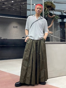 「アイテム（ポロシャツ）」を使った、はのやんさん（メンズ・182cm）の夏コーディネート