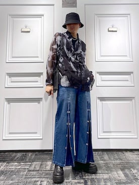 「HARE（ハレ）のリングストリングHAT(HARE)（ハット）」を使った、はのやんさん（メンズ・182cm）の春コーディネート