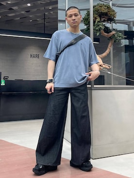 「アイテム（サンダル）」を使った、はのやんさん（メンズ・182cm）の夏コーディネート