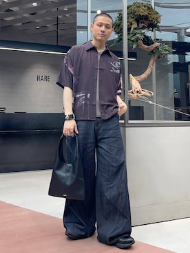 「アイテム（トートバッグ）」を使った、はのやんさん（メンズ・182cm）の夏コーディネート