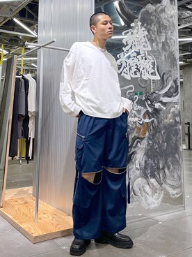 「HARE（ハレ）の2WAY-ZIPカーゴパンツ(HARE)（カーゴパンツ）」を使った、はのやんさん（メンズ・182cm）の夏コーディネート