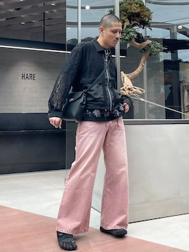 「坊主」｜「アイテム（ブルゾン）」を使った、はのやんさん（メンズ・182cm）の春コーディネート