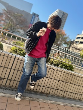 「Champion（チャンピオン）のアイテム」を使った、センセーさん（メンズ・183cm）の秋コーディネート