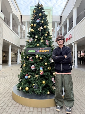 「アイテム（スウェット）」を使った、センセーさん（メンズ・183cm）の冬コーディネート