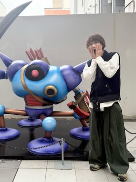 「アイテム（ベスト）」を使った、センセーさん（メンズ・183cm）の秋コーディネート