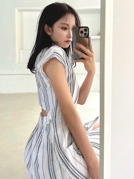 「RESEXXY（リゼクシー）のアイテム（シャツワンピース）」を使った、ERIKAさん（レディース・157cm）の夏コーディネート