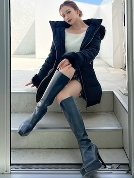 「アイテム（ダウンジャケット/コート）」を使った、ERIKAさん（レディース・157cm）の秋コーディネート
