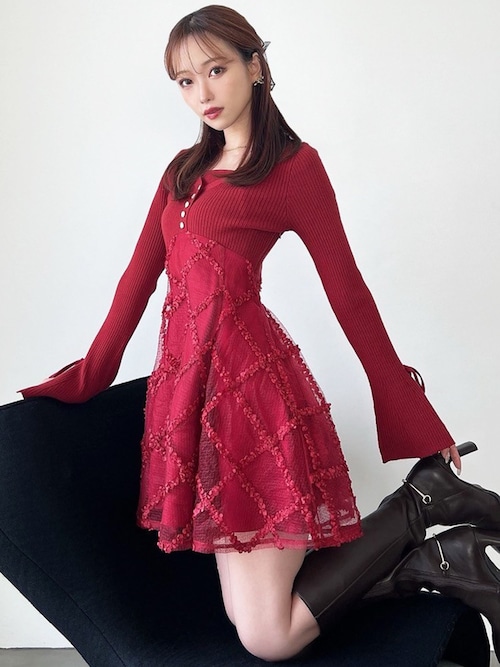 RESEXXY ワンピース ドッキングフレアミニニットワンピース : ZOZOTOWN