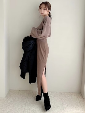 「RESEXXY（リゼクシー）のフェイクスエードショートブーツ（ブーツ）」を使った、ERIKAさん（レディース・157cm）の秋コーディネート