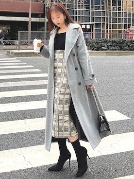 「RESEXXY（リゼクシー）のウールライクトレンチコート（トレンチコート）」を使った、ERIKAさん（レディース・157cm）の冬コーディネート