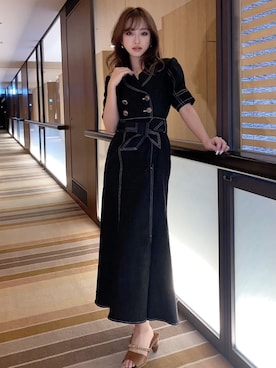 「RESEXXY（リゼクシー）の配色ステッチマーメイドワンピース（ワンピース）」を使った、ERIKAさん（レディース・157cm）の冬コーディネート