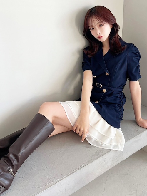 ヘムフリルテーラードミニワンピース リゼクシー RESEXXY ヘムフリルテーラードミニワンピース （BRN