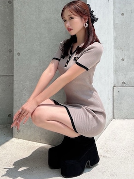 「RESEXXY（リゼクシー）の厚底スエードショートブーツ（ブーツ）」を使った、ERIKAさん（レディース・157cm）の夏コーディネート