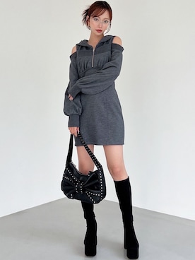 「RESEXXY（リゼクシー）のアイテム（ワンピース）」を使った、ERIKAさん（レディース・157cm）の秋コーディネート