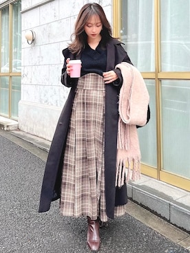 「RESEXXY（リゼクシー）のウールライクトレンチコート（トレンチコート）」を使った、ERIKAさん（レディース・157cm）の冬コーディネート