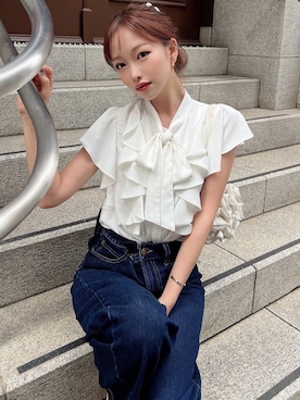 「RESEXXY（リゼクシー）のアイテム（シャツ/ブラウス）」を使った、ERIKAさん（レディース・157cm）の夏コーディネート
