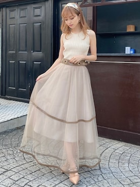 「アイテム（パンプス、ピンク系）」を使った、ERIKAさん（レディース・157cm）の春コーディネート