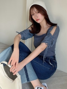 ギャザースリーブカットリブトップス｜リゼクシー（RESEXXY