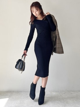 「RESEXXY（リゼクシー）のフェイクスエードショートブーツ（ブーツ）」を使った、ERIKAさん（レディース・157cm）の秋コーディネート